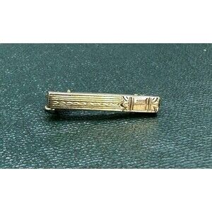 Tiny Vintage Ornate 10k Gold Bar Pin Ornate